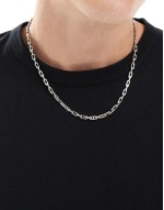 festival textured link chain necklace in silver