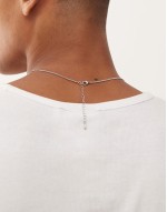 chain necklace with brown marble pendant in silver