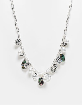 unisex ultimate charm necklace in faux pearl and shell