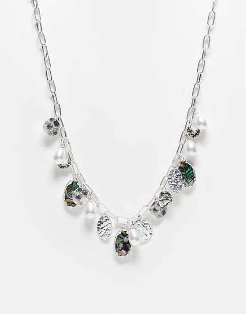 unisex ultimate charm necklace in faux pearl and shell