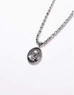 festival chunky Mary medallion pendant necklace in silver
