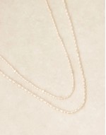 festival faux freshwater pearl and gold beads necklace in white