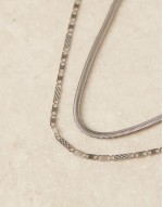 waterproof stainless steel 2 pack snake chain necklace in silver