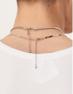 waterproof stainless steel 2 pack snake chain necklace in silver