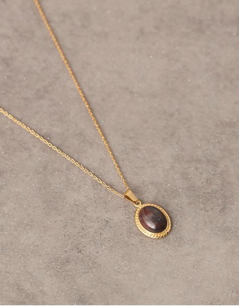 festival stainless steel semi-precious pendant necklace in gold