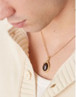 festival stainless steel semi-precious pendant necklace in gold