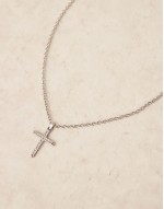 waterproof stainless steel necklace with chain detail cross pendant in silver tone