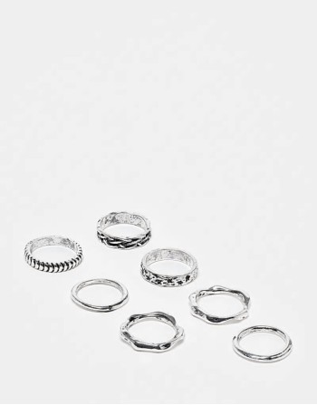 7 pack band ring set in silver
