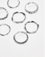 7 pack band ring set in silver