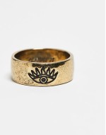 all seeing eye band ring in vintage gold