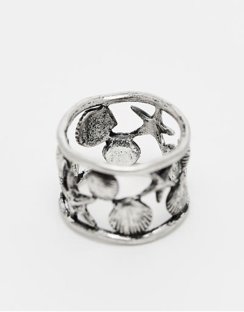 unisex ring with shells in silver