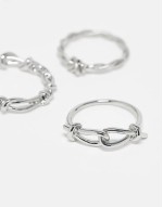 3 pack wire design rings in silver tone
