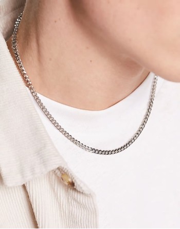 short 4mm chain necklace in silver tone