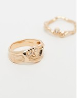 2 pack molten rings in gold tone