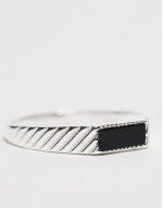 sterling silver black stone signet ring in silver