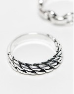 2 pack chain and plait ring set in silver