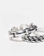 2 pack chain and plait ring set in silver
