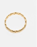 sterling silver gold plated twisted rope band ring in gold