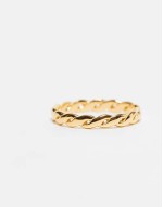 sterling silver gold plated twisted rope band ring in gold