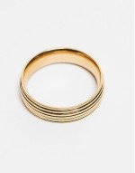 waterproof stainless steel ridge edge band ring in gold