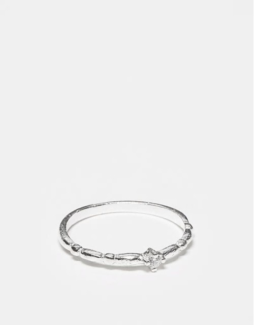 band ring with cubic zirconia in sterling silver