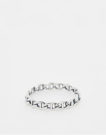 sterling silver cuban link ring in silver