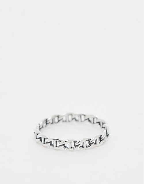 sterling silver cuban link ring in silver