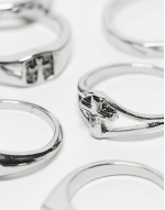 7 pack cross detail band ring set in silver
