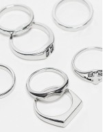 7 pack cross detail band ring set in silver