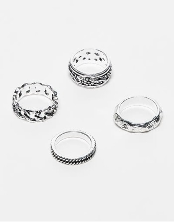 unisex 4 ring pack in silver