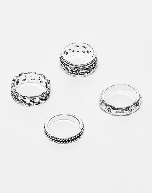 unisex 4 ring pack in silver
