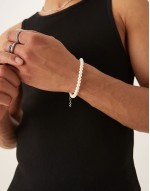 festival 6mm glass faux pearl beaded bracelet in white