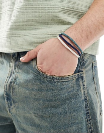 festival cord puller 3 pack bracelet in navy