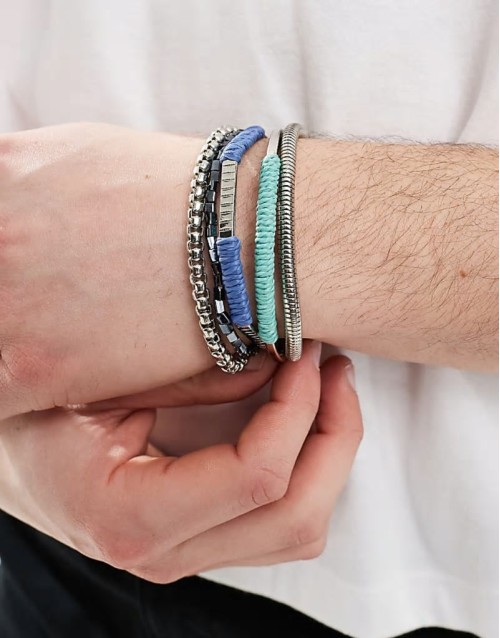 festival bangle and beaded mixed 5 pack bracelet in multi