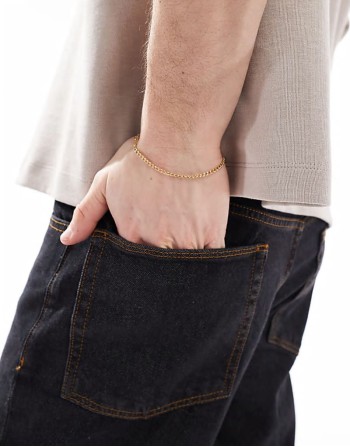 3mm curb chain bracelet in 18k gold plated