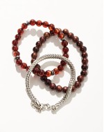 festival beaded and chain 3 pack bracelet set in burgundy