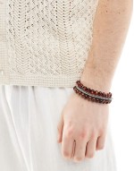 festival beaded and chain 3 pack bracelet set in burgundy