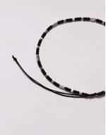 festival fabric and metal beading bracelet in black