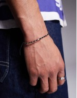 festival fabric and metal beading bracelet in black