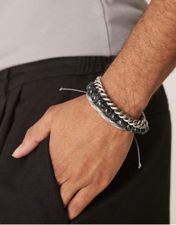 festival beaded and chain 3 pack bracelets in multi