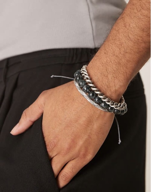 festival beaded and chain 3 pack bracelets in multi