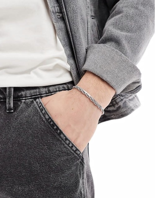 rope chain 2 pack bracelet in silver