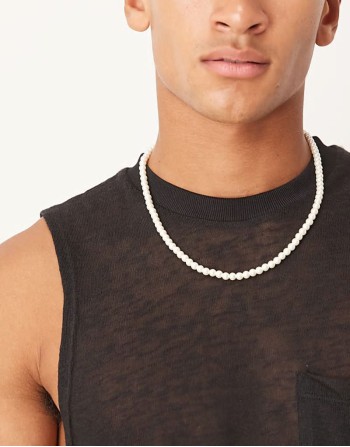 festival short 6mm glass faux pearl necklace in white