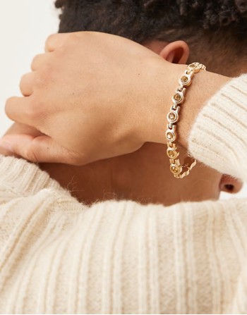 chain bracelet with citrine stones in gold tone