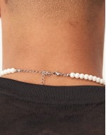 festival short 6mm glass faux pearl necklace in white