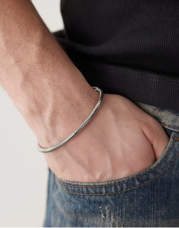 omega chain cuff bangle in silver