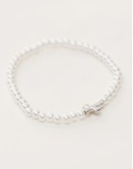 pearl bracelet with cross pendant in silver