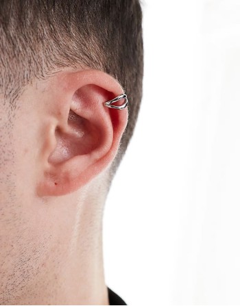 festival double row ear cuff with in silver