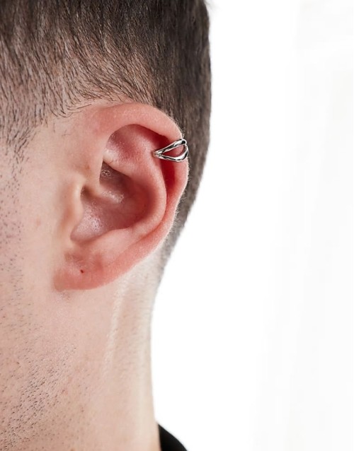 festival double row ear cuff with in silver