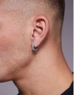 pave crystal hoop earrings  in silver